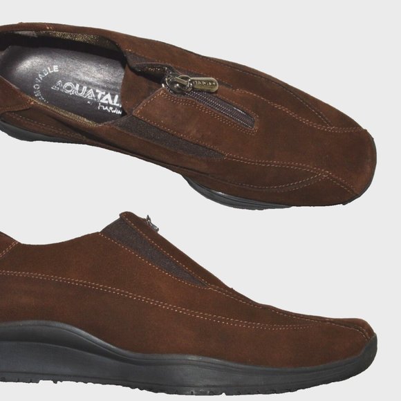 AQUATALIA MARVIN K SZ 7.5 M BROWN SUEDE PLATFORM LOAFERS SHOES - Picture 4 of 6